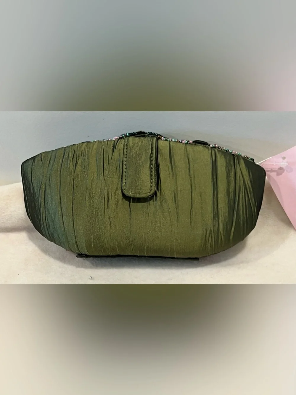 Vintage Prezzo Beaded Fringe Evening Bag with Gem Accents